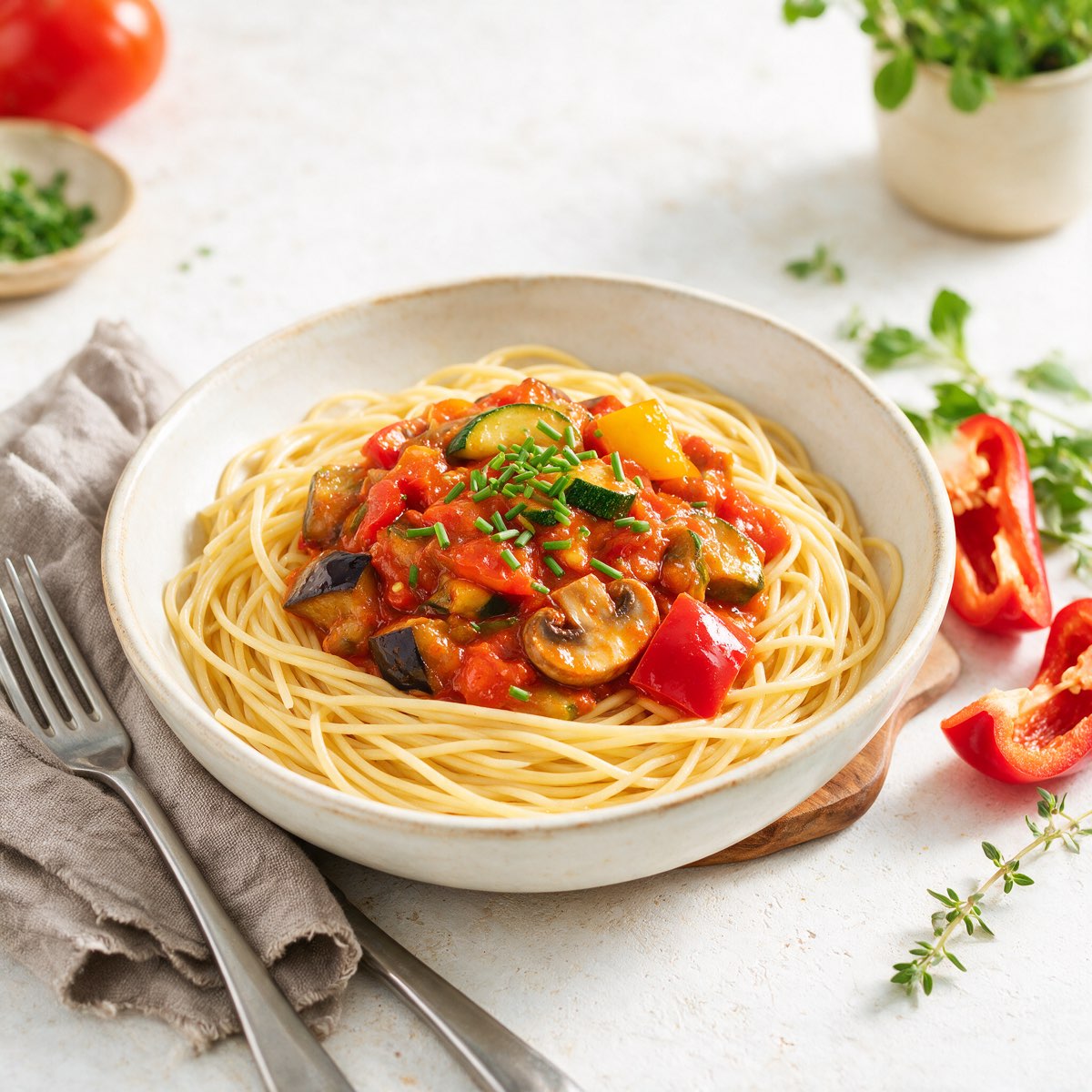 Ratatouille auf Spaghetti